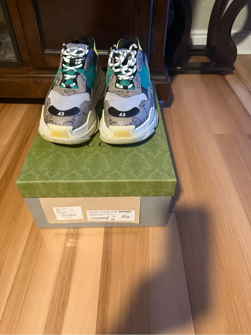 New In Original Box Balenciaga Gucci X Hacker Project Triple S Sneakers Size 43